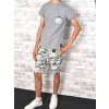 Jungen Sommer Set T-Shirt und Cargo Shorts Grau / Grau Camouflage 128/134