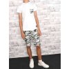 Jungen Sommer Set T-Shirt und Cargo Shorts Weiß-Grau-Camouflage 152/158