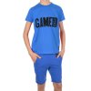 Jungen Sommer Set T-Shirt GAME OVER und Stoff Shorts Blau / Blau 140/146