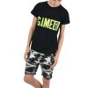 Jungen Sommer Set T-Shirt GAME OVER und Stoff Shorts Schwarz / Camouflage 104/110