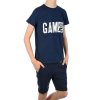Jungen Sommer Set T-Shirt GAME OVER und Stoff Shorts Navy / Navy 104/110