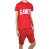 Jungen Sommer Set T-Shirt GAME OVER und Stoff Shorts Rot / Rot 104/110