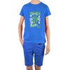 Jungen Sommer Set T-Shirt Take a break und Stoff Shorts Blau / Blau 116/122