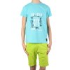 Jungen Sommer Set T-Shirt Take a break und Stoff Shorts Türkis / Grün 152/158