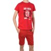 Jungen Sommer Set T-Shirt Take a break und Stoff Shorts Rot / Rot 116/122