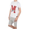Jungen Sommer Set T-Shirt Manhatan und Stoff Shorts Weiß / Grau 140/146