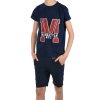 Jungen Sommer Set T-Shirt Manhatan und Stoff Shorts Navy / Navy 104/110