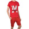 Jungen Sommer Set T-Shirt Manhatan und Stoff Shorts Rot /...