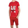 Jungen Sommer Set T-Shirt Manhatan und Stoff Shorts Rot / Rot 164