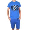 Jungen Sommer Set T-Shirt YES und Stoff Shorts Blau / Blau 140/146