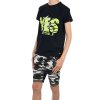 Jungen Sommer Set T-Shirt YES und Stoff Shorts Schwarz / Camouflage 104/110