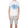 Jungen Sommer Set T-Shirt YES und Stoff Shorts Weiß / Grau 116/122