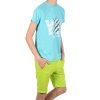 Jungen Sommer Set T-Shirt YES und Stoff Shorts Türkis / Grün 140/146