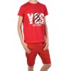 Jungen Sommer Set T-Shirt YES und Stoff Shorts Rot / Rot 104/110