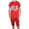 Jungen Sommer Set T-Shirt YES und Stoff Shorts Rot / Rot 140/146