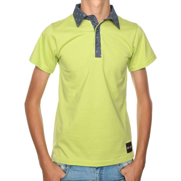 Jungen Polo Shirt mit Kontrastfarben Hellgrün 134