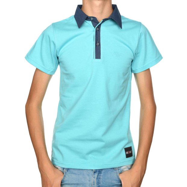 Jungen Polo Shirt mit Kontrastfarben Türkis 134