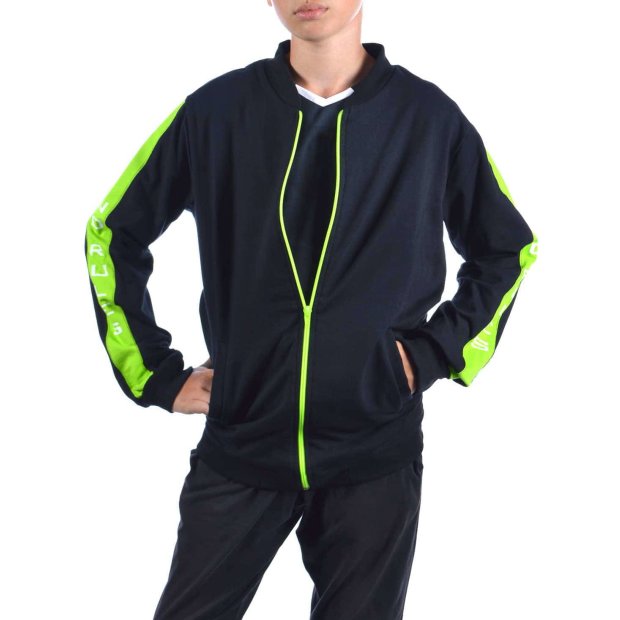 Jungen Sweatshirt mit Rücken Print Schwarz-Hellgrün 158