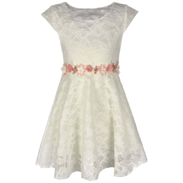 Mädchen Kleid mit Spitze Weiß 104