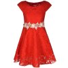 Mädchen Kleid mit Spitze Rot 104