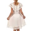 Mädchen Kleid Schulterfrei mit Spitze Weiß 104