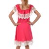 Mädchen Kleid Schulterfrei mit Spitze Pink 116