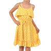 Mädchen Kleid Spaghettiträger und Volant Gelb 116