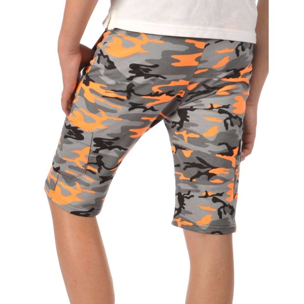 Kinder Jungen Stoff Shorts Uni Camouflage Orange Camouflage 164