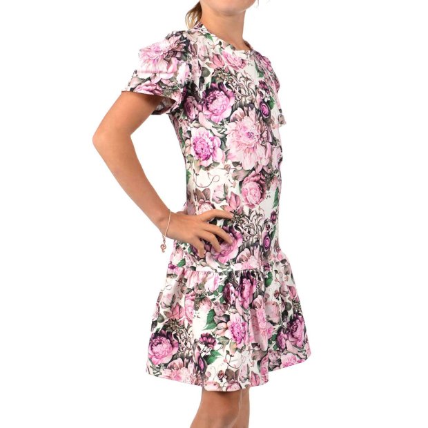 Mädchen Kleid mit Kräuselfaltenrock Rosa 140/146