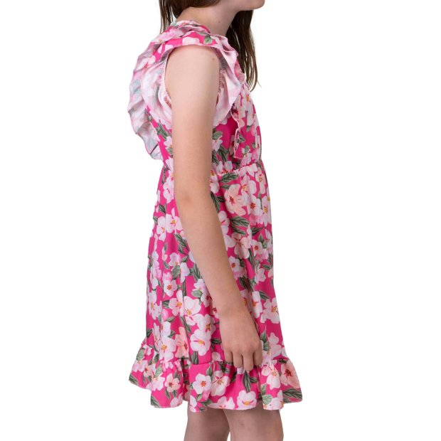 Mädchen Kleid mit Volants Blumenmotiv