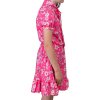 Mädchen Kleid kurze Ärmel Voant Stehkragen Pink 152