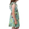 Mädchen Volant Kleid schwingender Rock Rosenmotiv Hellgrün 152