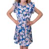 Mädchen Kleid mit Volants Blumenmotiv Blau 146