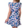 Mädchen Kleid mit Volants Blumenmotiv Blau 146