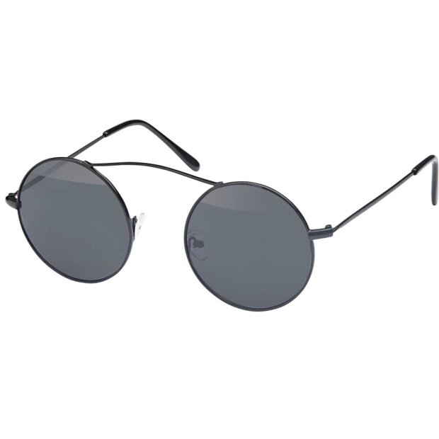 Designer Rundglas Herren Sonnenbrille mit Edelstahlbügeln Schwarz