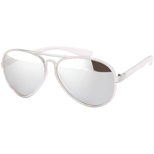 Damen Piloten Sonnenbrille Silber Weiß