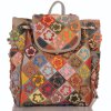 Echtleder Multifunktional Patchwork Rucksack City Bag