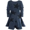 Mädchen Winter Langarm Kleid Blau 98